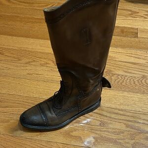 Gucci Dark Brown Leather Lace-Up Boots